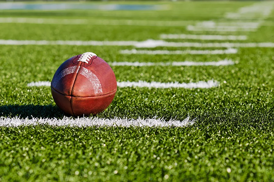 Football on playing field