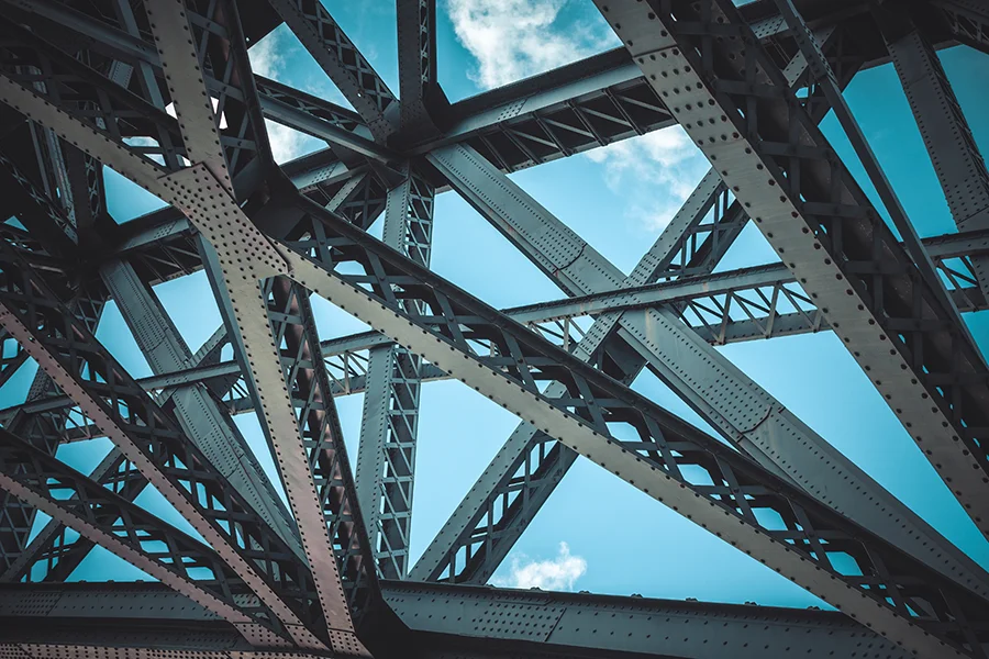 Steel girders of a bridge structure