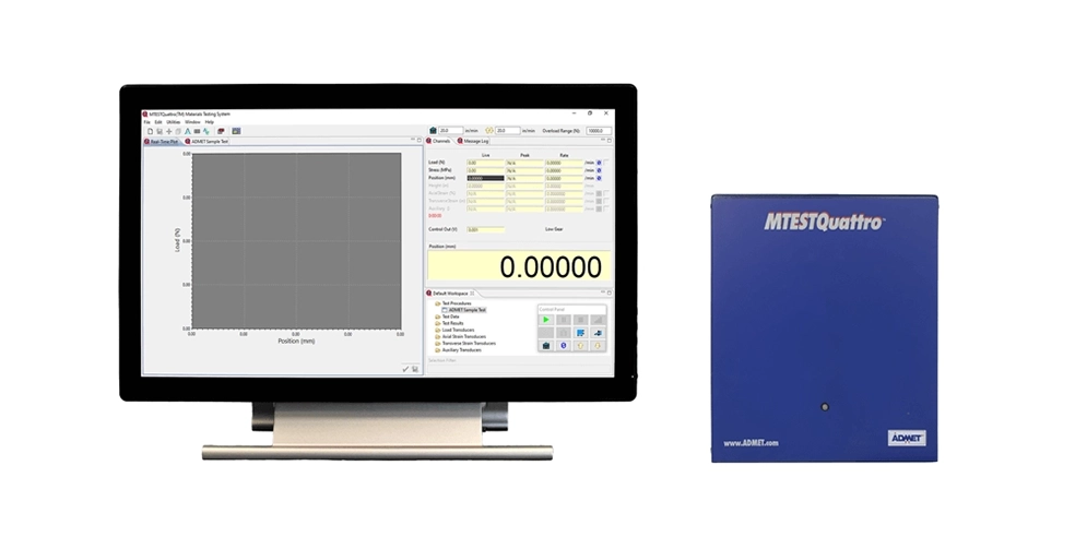 Image of MTESTQuattro box and monitor with software