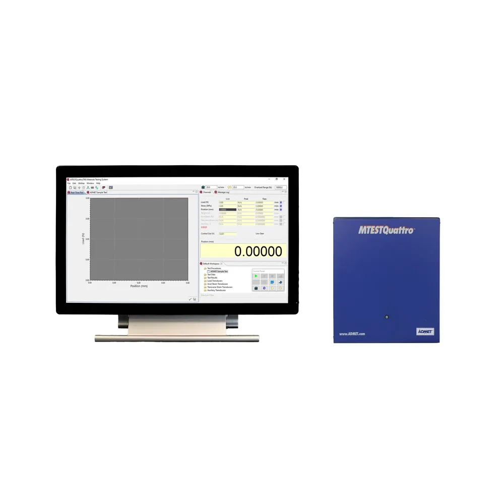 Image of MTESTQuattro box and computer monitor displaying software