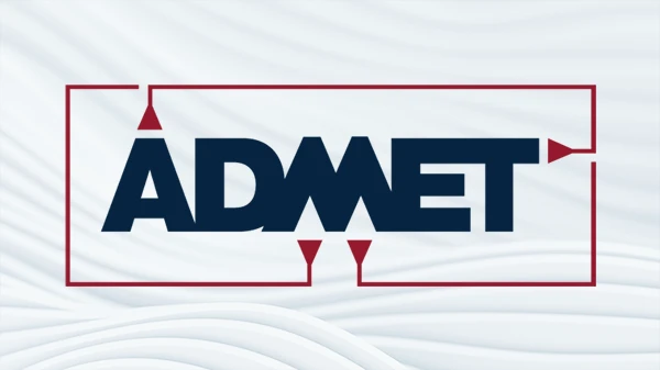 ADMET logo white wave background