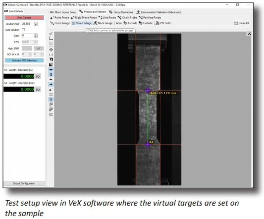 Image of test setup view in VeX software