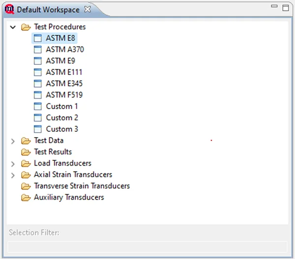 Saved test procedures in MTESTQuattro