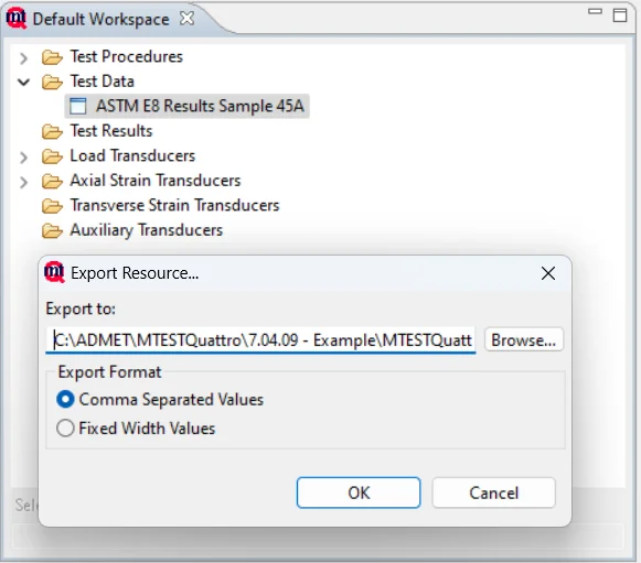 Exporting MTESTQuattro data to CSV