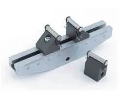 Image of bend fixture with rollers for ASTM D790 testing
