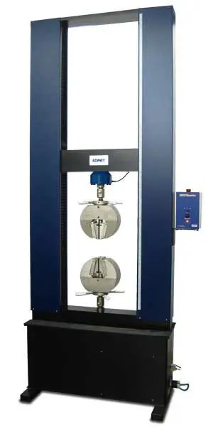 eXpert 2600 floor standing testing machine with wedge grips attached