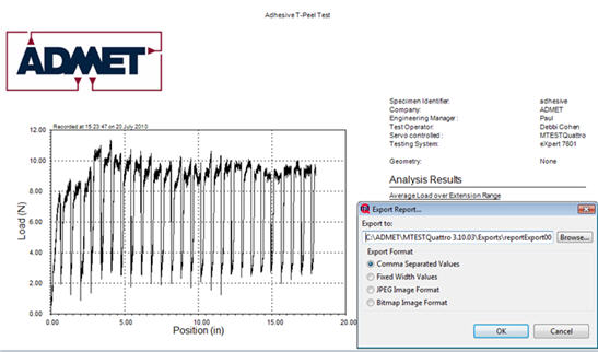 Image of post test report export