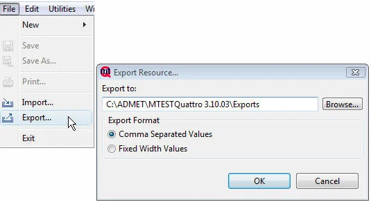 Image of file menu export