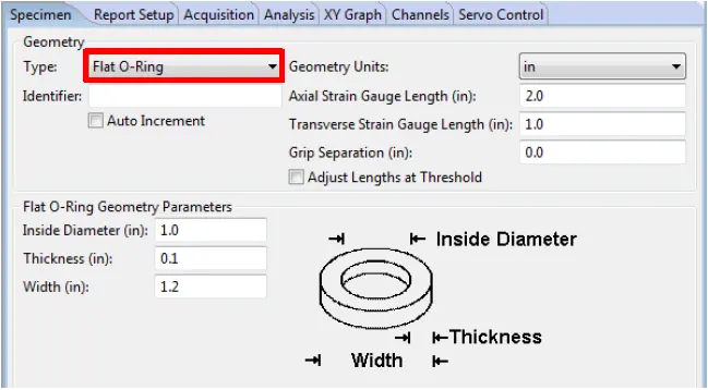 MTESTQuattro geometry selection screen