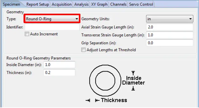 Selecting round geometry in MTESTQuattro