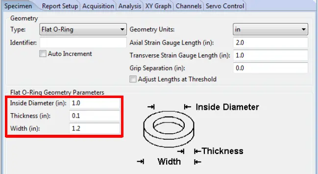 Updating specimen geometry in MTESTQuattro