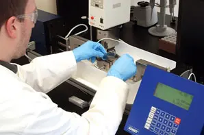 A worker in a test lab