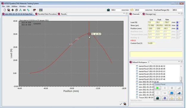 MTESTQuattro graph setup screen