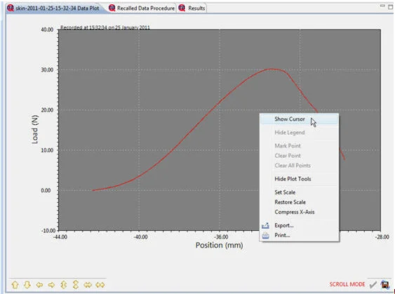 MTESTQuattro graph setup screen