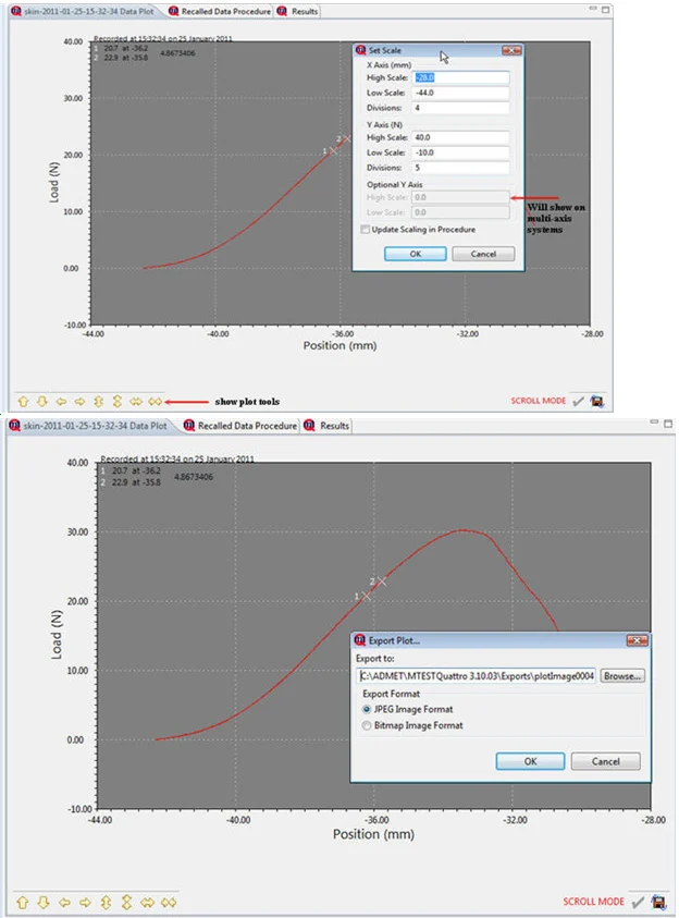 MTESTQuattro graph setup screen