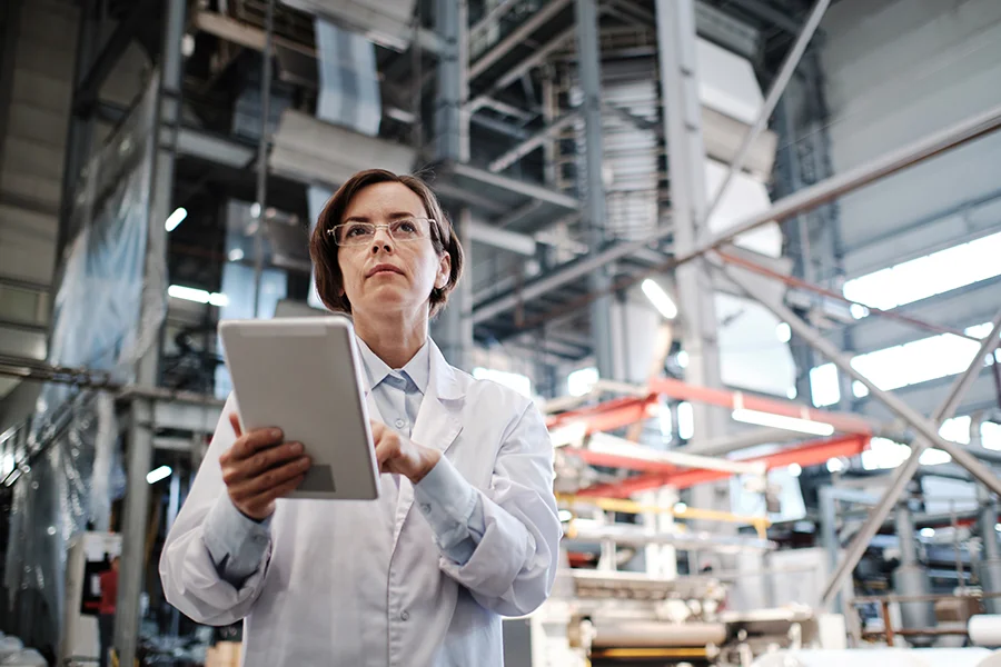 Quality control professional in warehouse