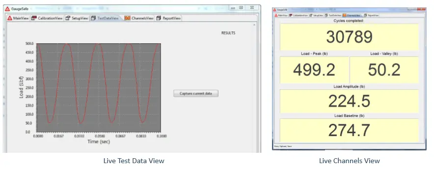 MTESTQuattro screen during fatigue testing