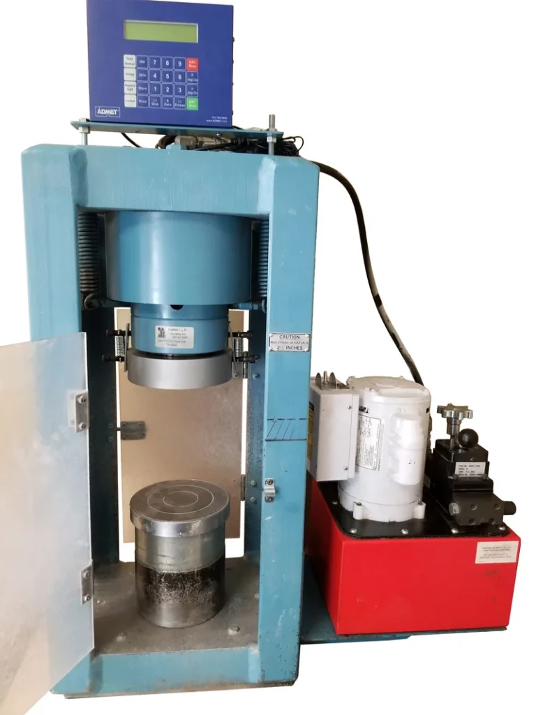 Compression Testing Machine with Top Acting Actuator Retrofitted with Gauge Buster 3