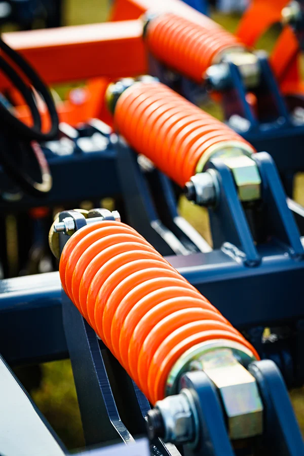 Metal springs on machine